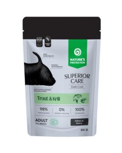 Nature’s Protection: Preliv za tamne pse bez žitarica Adult Dark Coat, 85 gr
