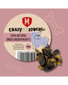 Crazy Pet Lovers: Sušena pileća srca Natural Dried Chicken Hearts, 80 gr