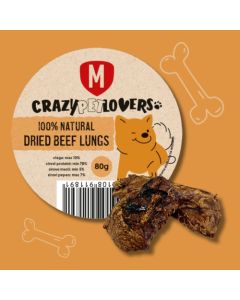 Crazy Pet Lovers: Sušena goveđa pluća Natural Dried Beef Lungs, 80 gr