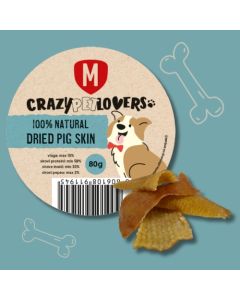Crazy Pet Lovers: Sušene svinjske kožice Natural Dried Pig Skin, 80 gr