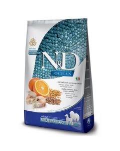 N&D Ocean: Hrana za pse Medium/Maxi Adult, Pomorandža i Bakalar