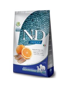 N&D Ocean: Hrana za pse Medium/Maxi Adult, Pomorandža i Haringa