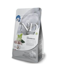 N&D White: Hrana za bele pse Med/Max Adult, Brancin & Spirulina