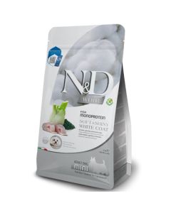 N&D White: Hrana za bele pse Mini Adult, Brancin & Spirulina