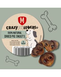 Crazy Pet Lovers: Sušene svinjska njuška Natural Dried Pig Snouts, 5 kom