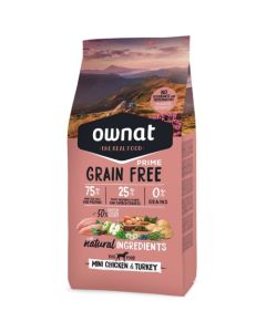 Ownat Prime GF: Grana za odrasle male pse bez žitarica Adult Mini, Piletina & Ćuretina
