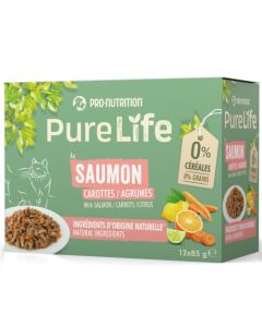 Pro Nutrition Pure Life: Kompletna hrana za mačke Salmon Multipac, Losos 12x85 gr