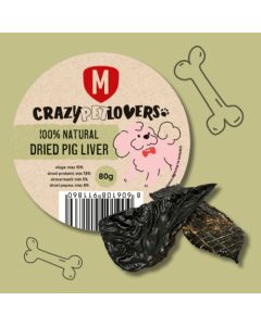 Crazy Pet Lovers: Sušena svinjska jetra Natural Dried Pig Liver, 80 gr